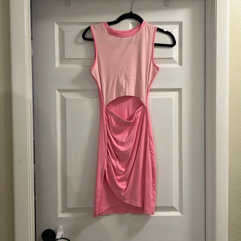 Pink cutout tank dress